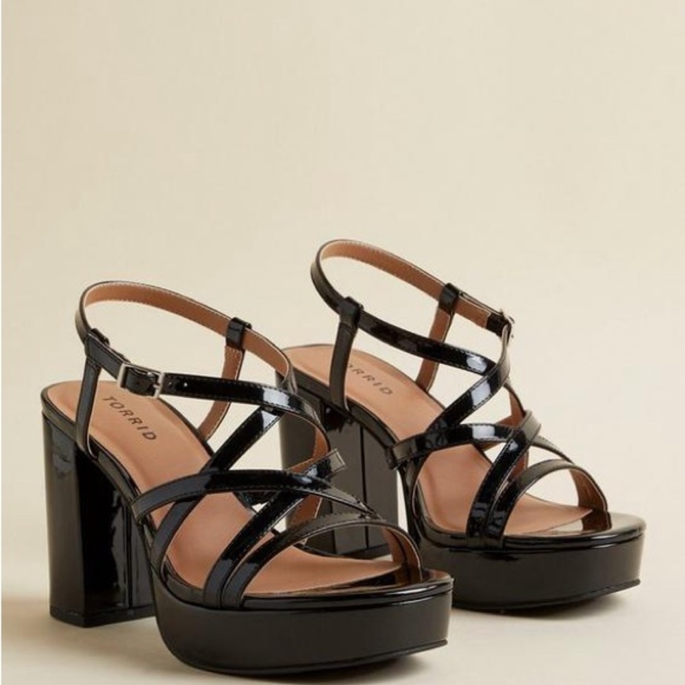 Torrid Black Strappy Platform Heels